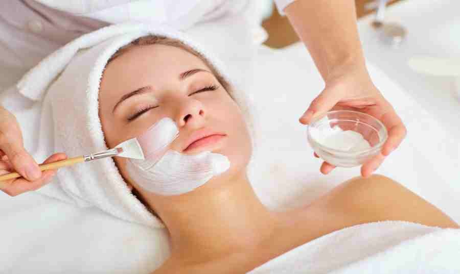 Woman in mask on face in spa beauty salon,  Never Buy Second-Hand